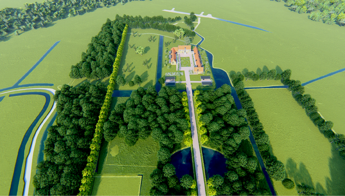 Het ontwerp van het buitengoed in vogelvlucht