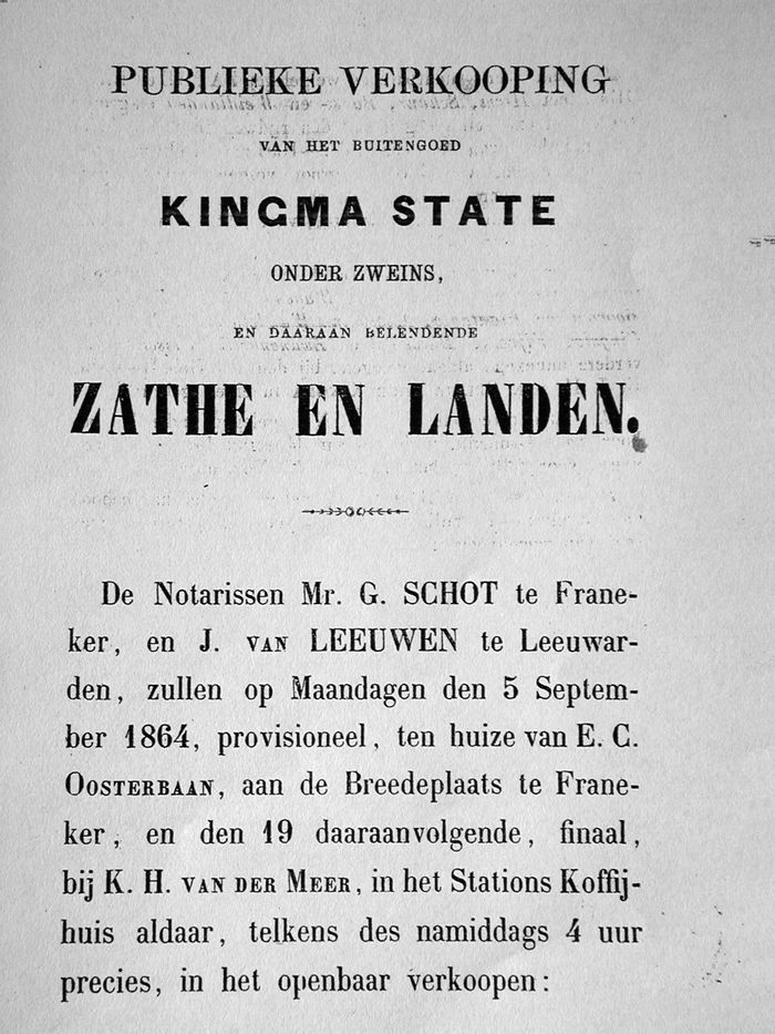De verkoopbrochure van de state (1864)