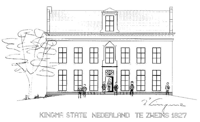 Kingma State at Zweins in 1827, drawing by Ralf Kingma