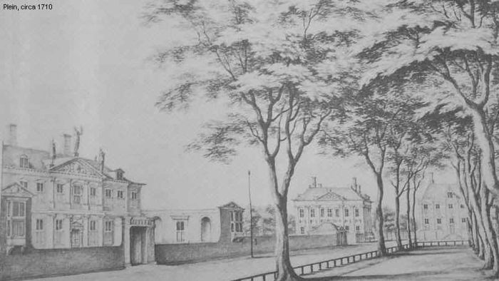 Mauritshuis in Den Haag, gezien vanaf het Plein, in 1710