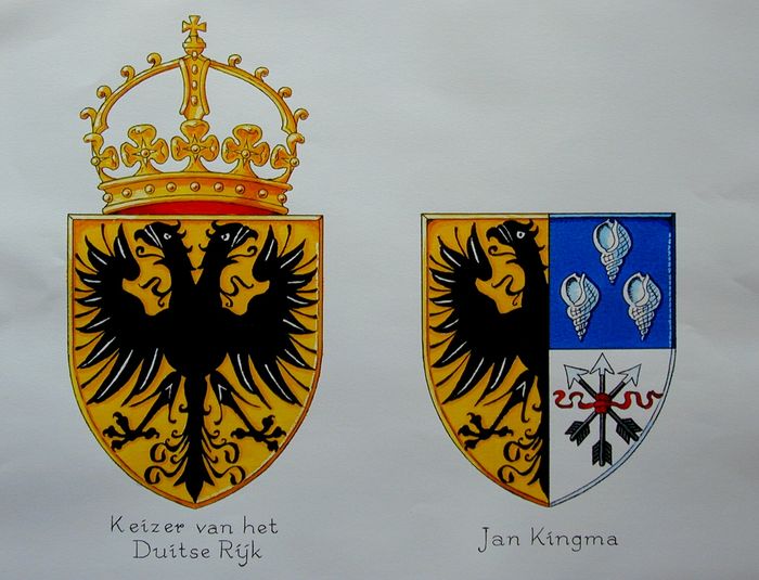The arms of the Emperor of the German Empire and the third Kingma coat of arms, that of Jan Kingma, from the armorial