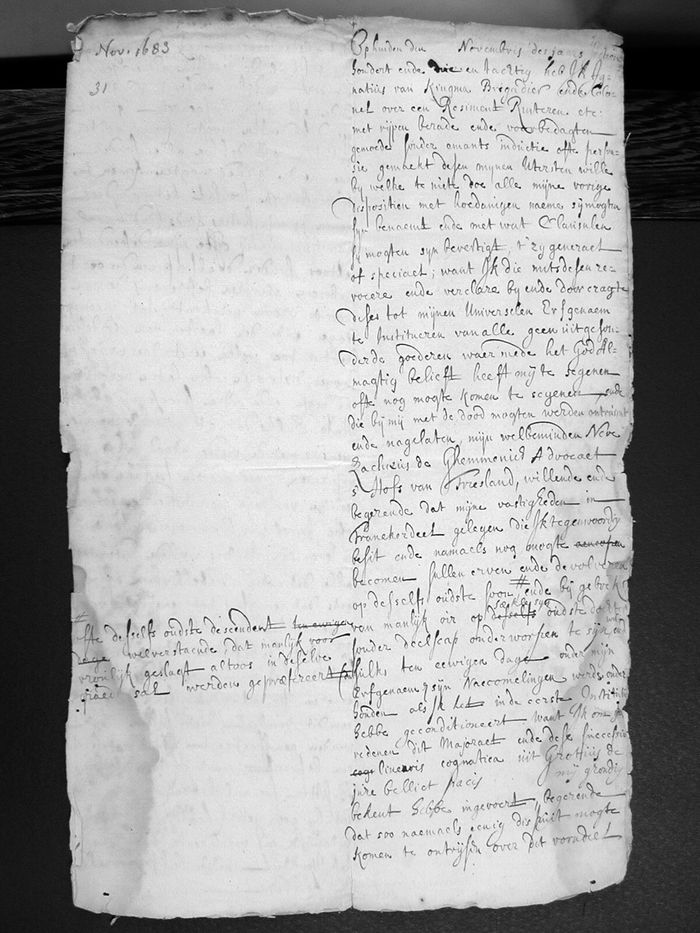 First page of the 1683 will
