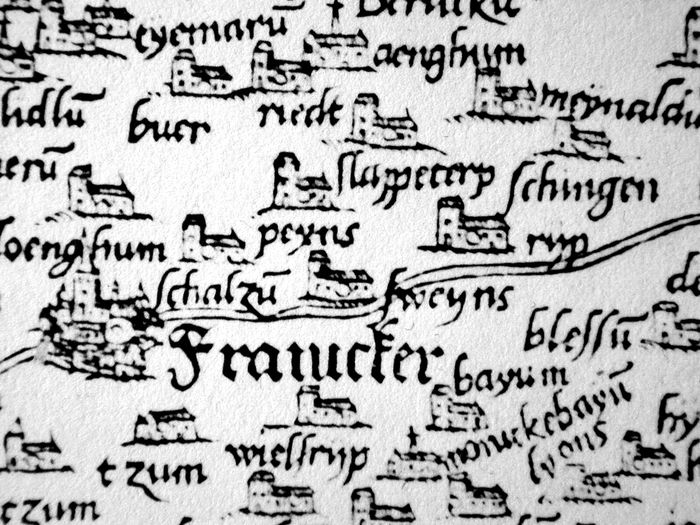 Detail van de kaart rond Franeker