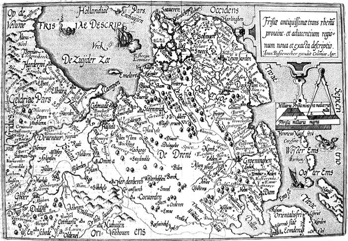 De kaart van Johann Bussemacher (1592), met het westen boven