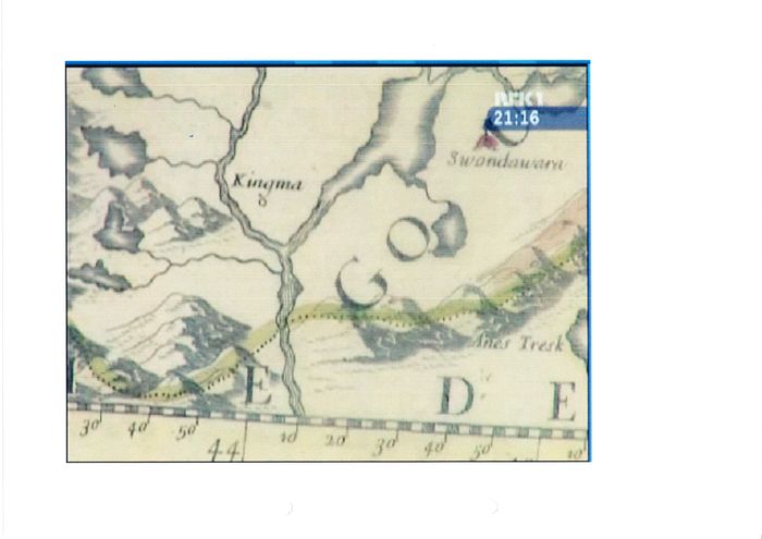 ‘Kingma’ op de kaart van het Gouvernement Wardhus uit 1668 (foto van het televisiescherm)