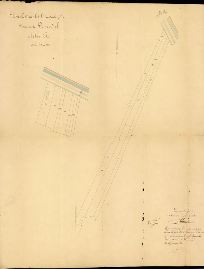 Uittreksel uit het kadastrale plan van de gemeente Gorredijk, sectie A, 1881.