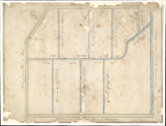 Schetskaartje van het gebied tussen Ried, Peins en Boer, omstreeks 1800