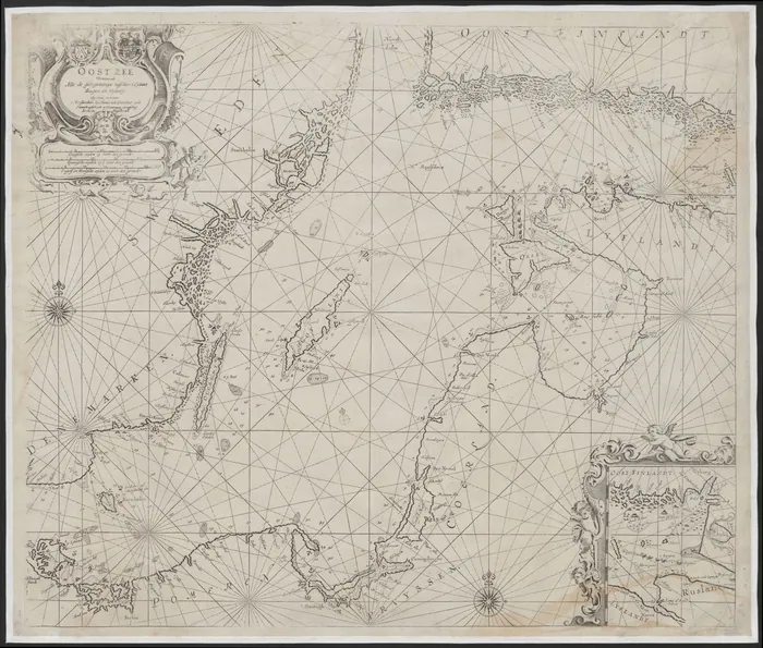 "Oostzee vertoonende alle d gelegentheijt tusschen 't Eijlant Rugen en Wyborg", zeekaart, 1705.