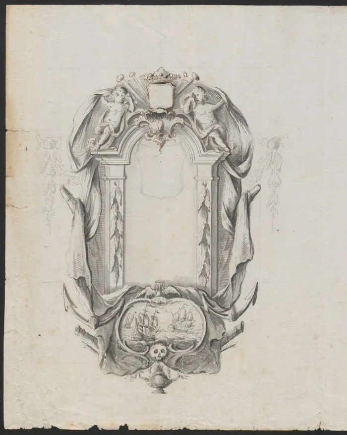 Tekeningen van rouwborden, achttiende eeuw, tweede blad.